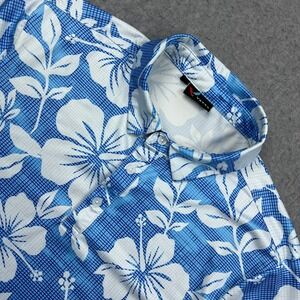 Yatta Golf Polo Men's Small Blue Floral Print Performance Short Sleeve Shirt